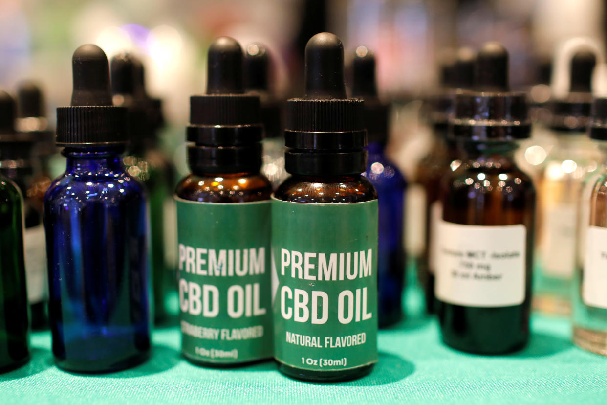 CBD Oil is displayed at The Cannabis World Congress & Business Exposition (CWCBExpo) trade show in New York City, New York, U.S., May 30, 2019. REUTERS/Mike Segar