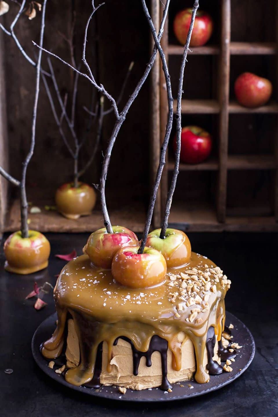 Salted Caramel Apple Snicker Cake