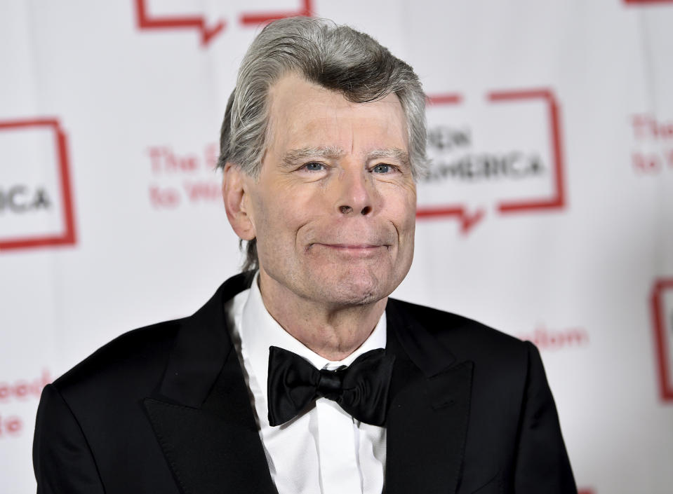 FILE - In this Tuesday, May 22, 2018, file photo, PEN literary service award recipient Stephen King attends the 2018 PEN Literary Gala in New York. Readers may know him best for “Carrie,” “The Shining” and other bestsellers commonly identified as “horror,” but King has long had an affinity for other kinds of narratives, from science fiction and prison drama to the Boston Red Sox. (Photo by Evan Agostini/Invision/AP, File)