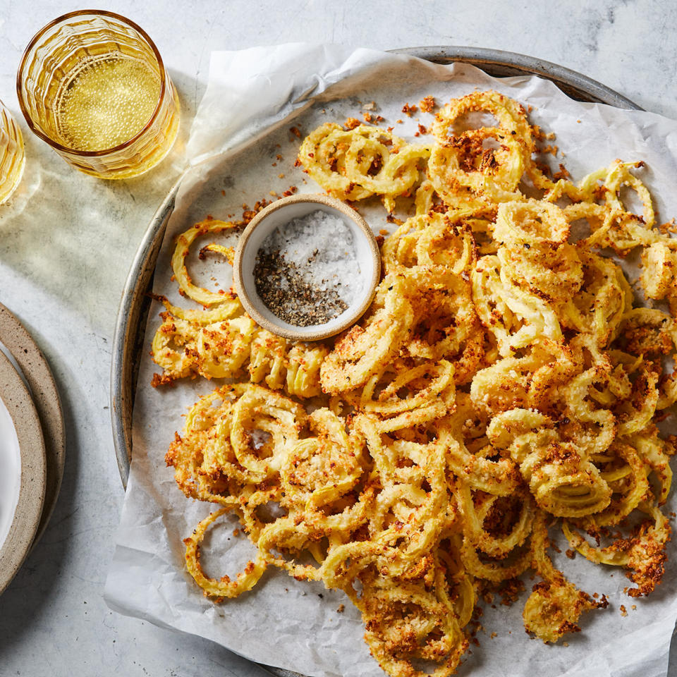 Baked Garlic-Lemon Summer Squash Curly Fries