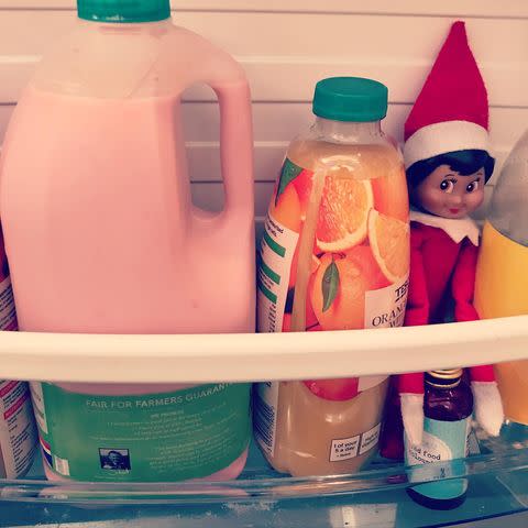 41) Elf on the Shelf hiding in the fridge