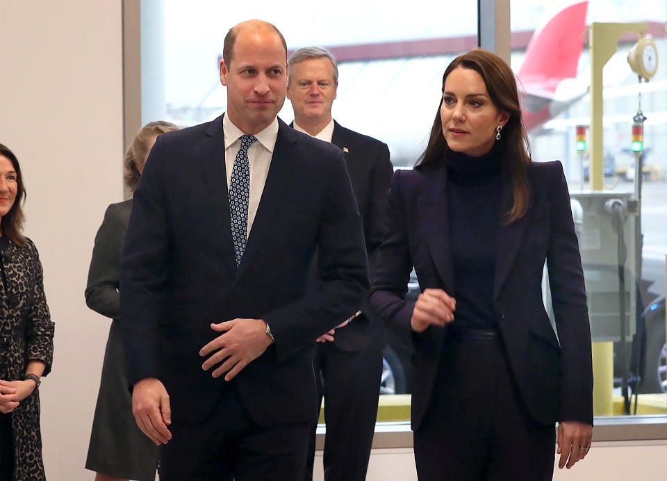 Britain's William, Prince of Wales and Catherine, Princess of Wales arrive at Logan Airport, November 30, 2022. John Tlumacki/Pool via REUTERS