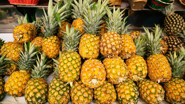 pineapples in supermarket