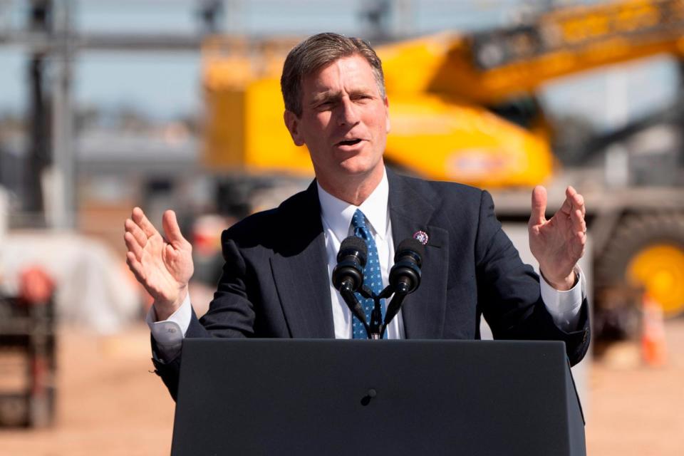 PHOTO: In this March 20, 2024, file photo, Rep. Greg Stanton speaks prior to President Joe Biden's remarks at Intel Ocotillo Campus, in Chandler, Arizona. (Rebecca Noble/Getty Images, FILE)