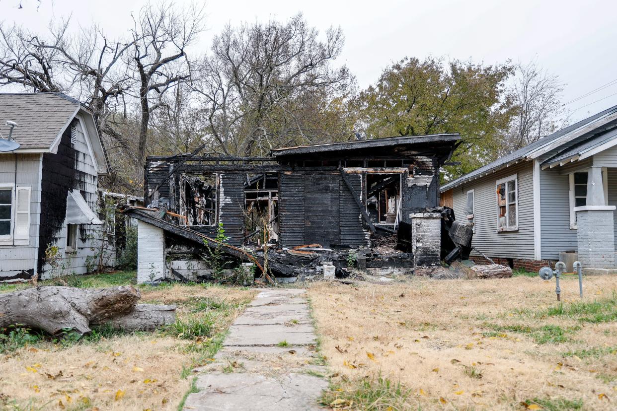 A burned-down house is pictured Nov. 9 in Wewoka.