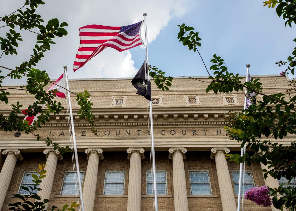 The American Flag flies in front of the Lake County Historic Courthouse in Tavares on Monday, June 14, 2021. [PAUL RYAN / CORRESPONDENT]