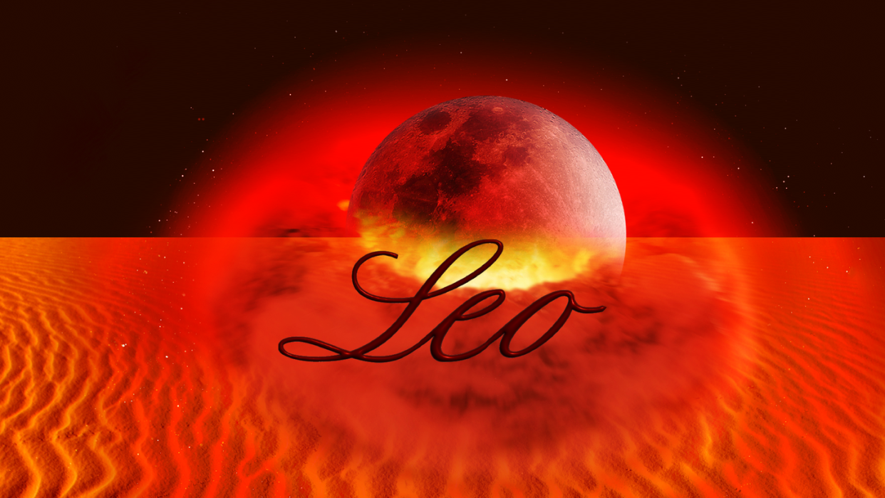 the word leo over a full moon