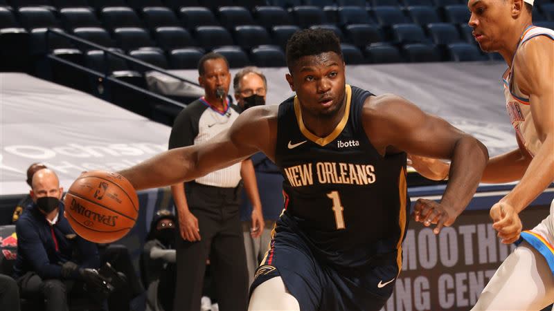 威廉森（Zion Williamson）攻下全場最高29分。（圖／翻攝自鵜鶘推特）