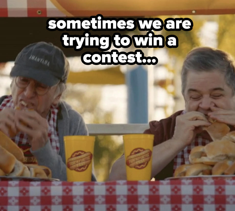 A hot dog eating contest from "Curb Your Enthusiasm"