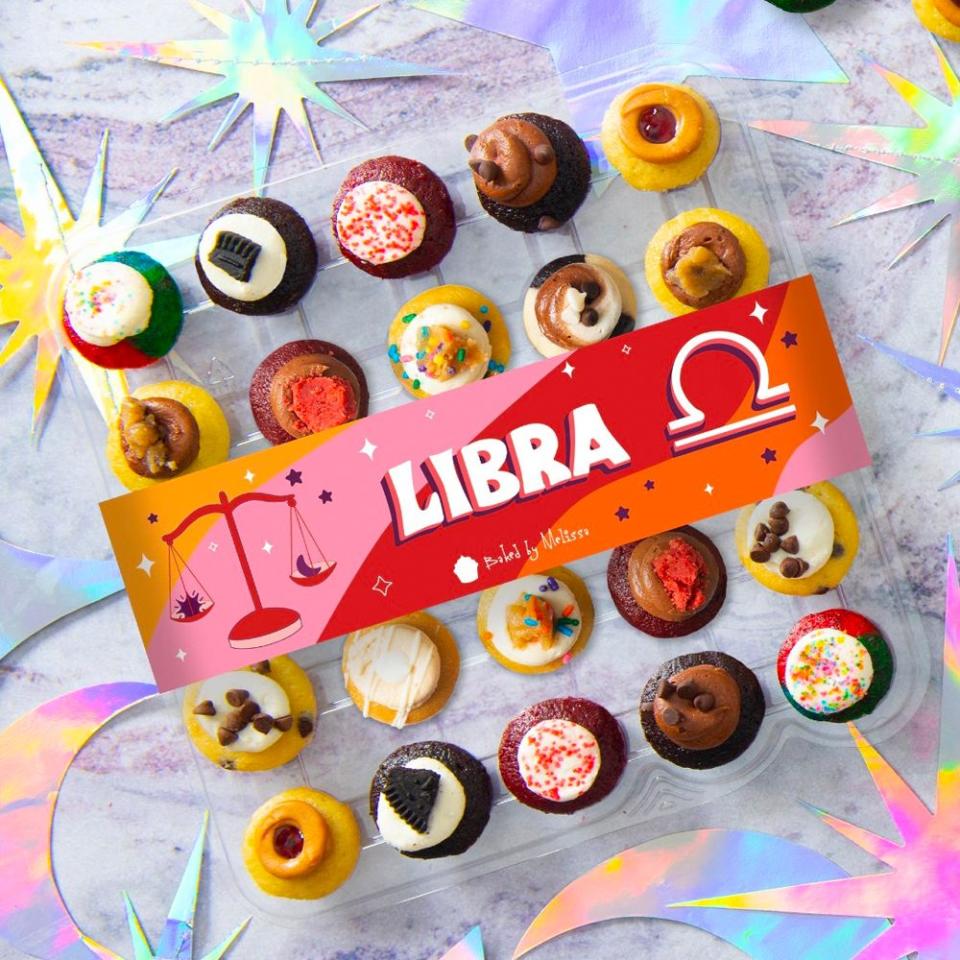 <p><a href="https://go.redirectingat.com?id=74968X1596630&url=https%3A%2F%2Fwww.bakedbymelissa.com%2Fzodiac-libra-cupcakes.html&sref=https%3A%2F%2Fwww.bestproducts.com%2Flifestyle%2Fg40959991%2Fgifts-for-libra%2F" rel="nofollow noopener" target="_blank" data-ylk="slk:Shop Now;elm:context_link;itc:0;sec:content-canvas" class="link ">Shop Now</a></p><p>Libra Cupcakes 25-Pack</p><p>bakedbymelissa.com</p><p>$37.00</p>