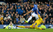 Soccer Football - Premier League - Everton v Crystal Palace - Goodison Park, Liverpool, Britain - October 21, 2018 Everton's Cenk Tosun scores their second goal REUTERS/Peter Powell