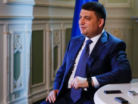 Ukraine's Prime Minister Volodymyr Groysman speaks during an interview with Reuters in Kiev, Ukraine, June 3, 2016. REUTERS/Valentyn Ogirenko