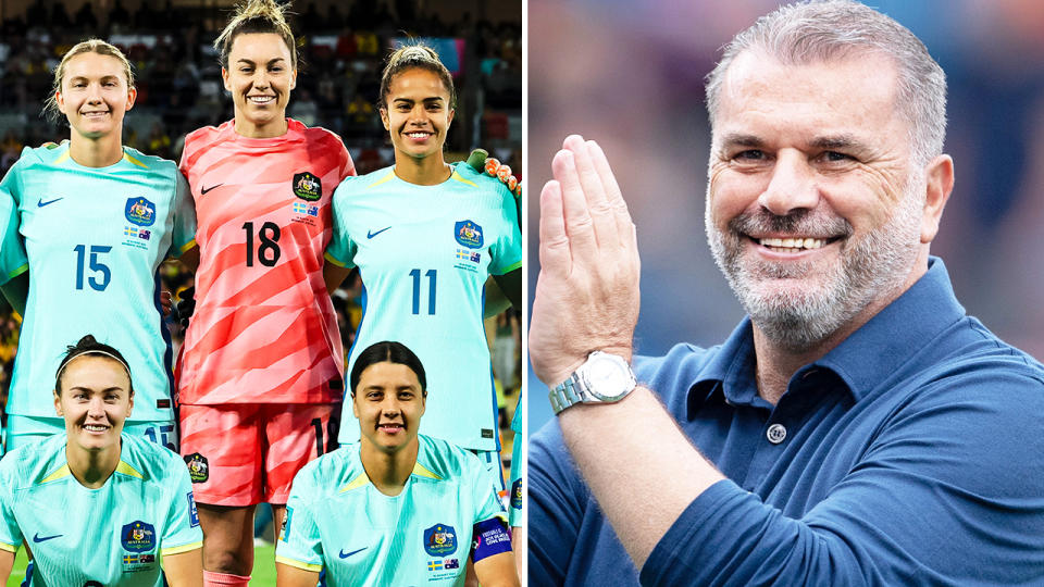 Ange Postecoglou, Sam Kerr, Mackenazie Arnold, Mary Fowler and Caitlin Foord.