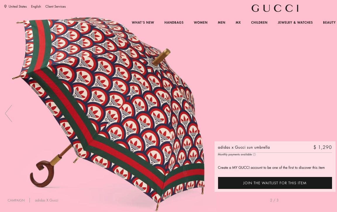 Adidas x Gucci collab umbrella