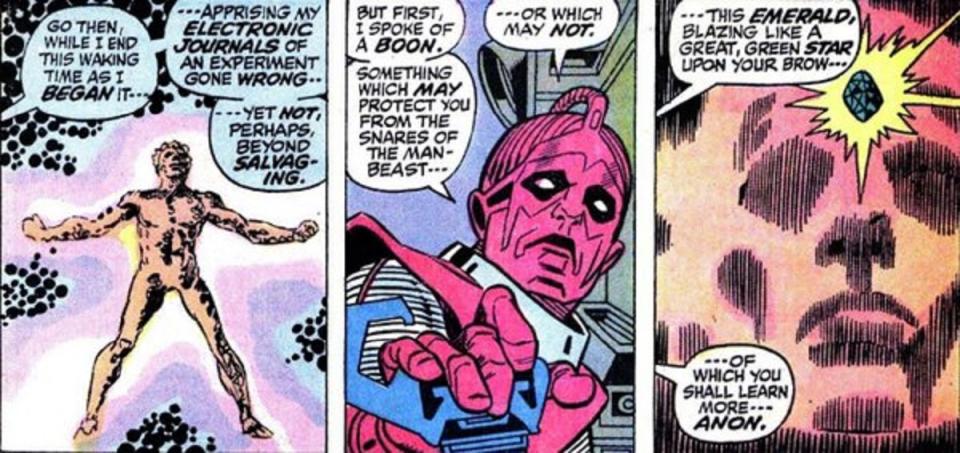 The High Evoloutionary discovers Him in space, transforming him into Adam Warlock.