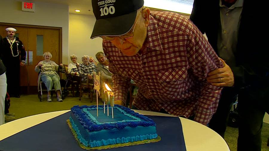 Dewey Ferman at his 100th birthday party on March 15, 2024.