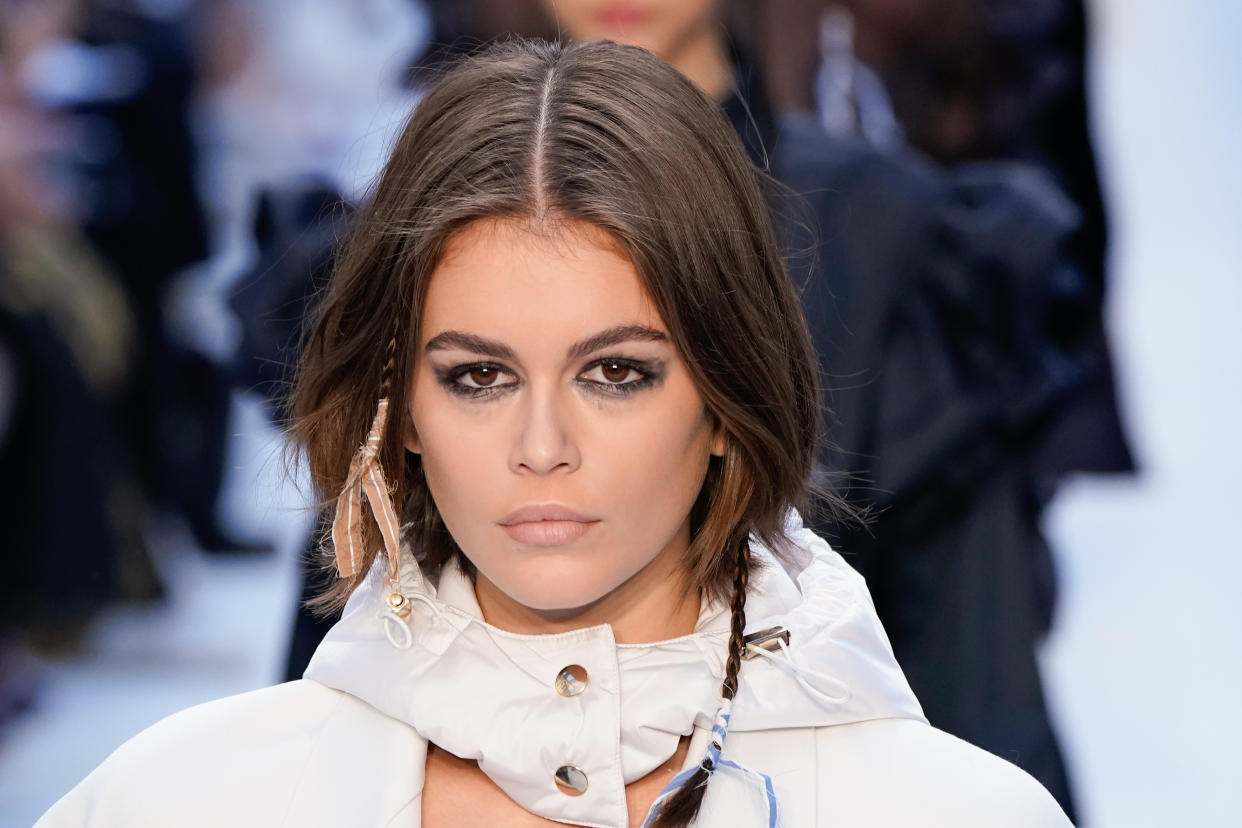 Model Kaia Gerber, daughter of Cindy Crawford and Rande Gerber, opens up about finding her voice. (Photo: Pietro D'Aprano/Getty Images)