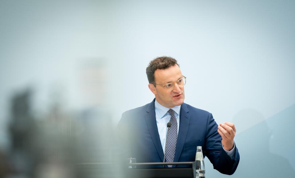 Gesundheitsminister Spahn bei seiner Pressekonferenz am Mittwoch (Bild: Kay Nietfeld/dpa)