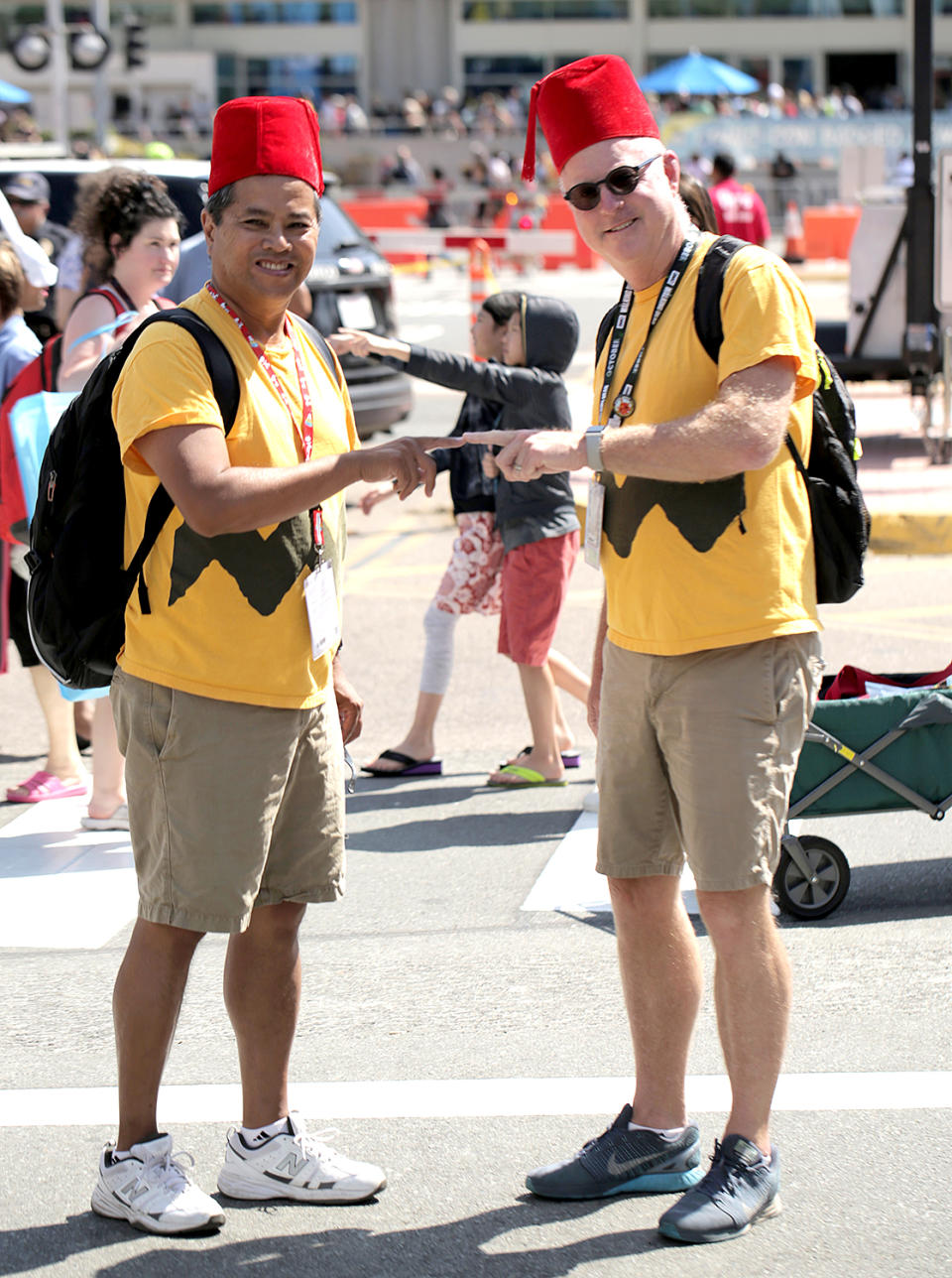 <p>Cosplayers dressed as Charlie Brown at Comic-Con International on July 19, 2018, in San Diego. (Photo: Quinn P. Smith/Getty Images) </p>