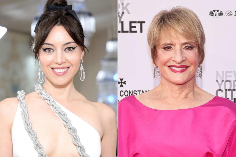 <p>Kevin Mazur/MG23/Getty; Cindy Ord/Getty</p> Aubrey Plaza and Patti LuPone