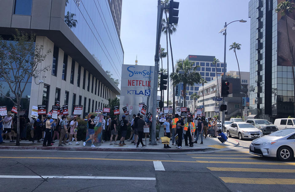 WGA Members Strike outside of Netflix on May 18th, 2023