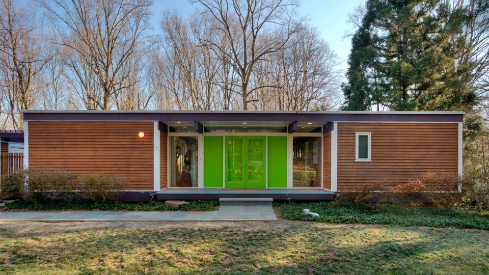 A mid century modern home, with atrium, in Bethesda, Maryland