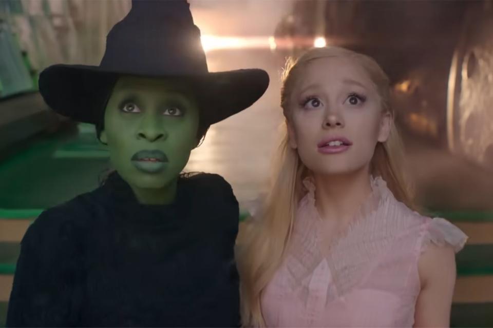<p>Universal Pictures/Youtube</p> (Left-right:) Cynthia Erivo and Ariana Grande in "Wicked"