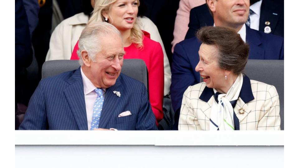 King Charles and Princess Anne laughing