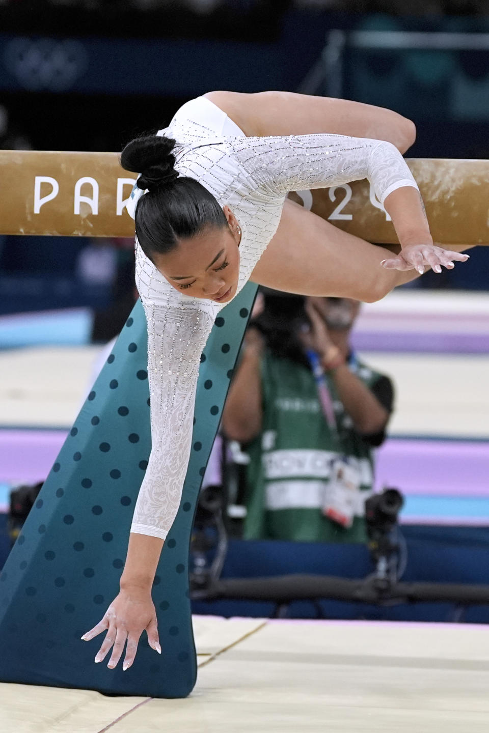 It was unusually quiet at the Olympics balance beam final, and Sunisa