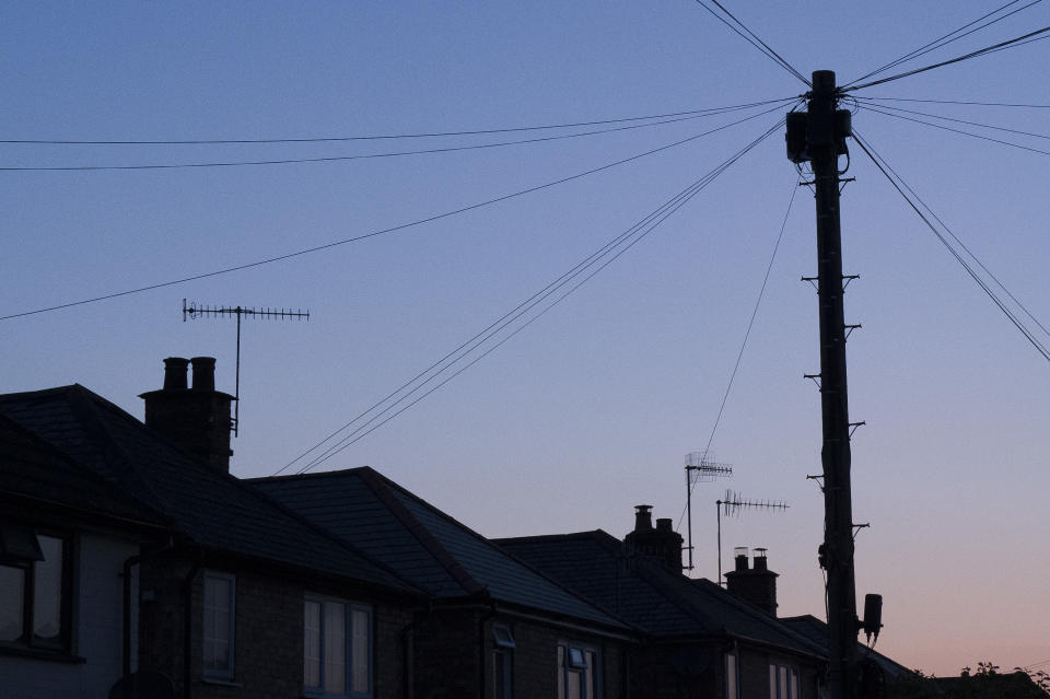 UK urban skyline at last light closeup of detail at ISO 1600