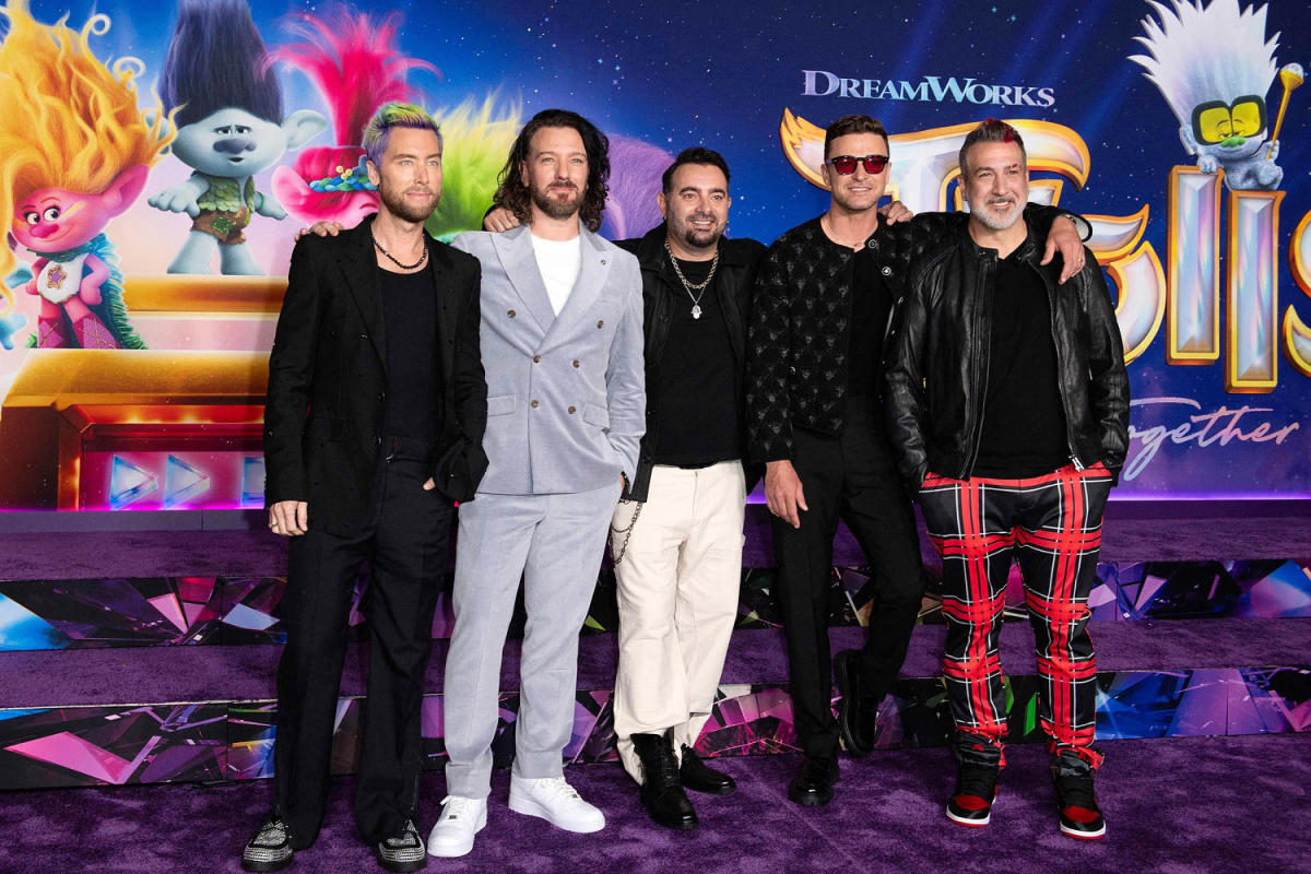 Justin Timberlake attends ‘Trolls Band Together’ premiere with ‘N Sync ...