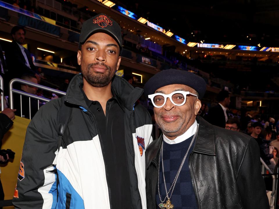 Jackson Lee and Spike Lee attend the 73rd NBA All-Star Game at Gainbridge Fieldhouse on February 18, 2024 in Indianapolis, Indiana.