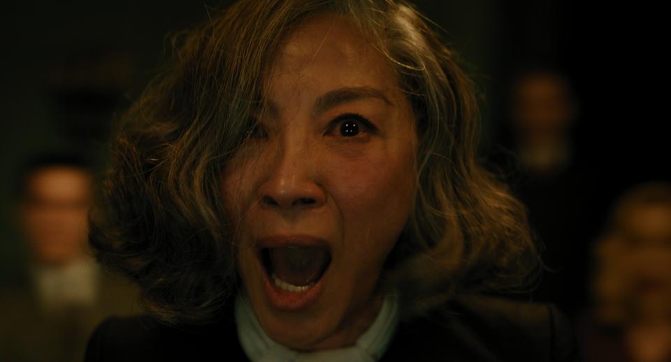 Michelle Yeoh stars as the psychic Joyce Reynolds in "A Haunting in Venice," co-starring and directed by Kenneth Branagh.