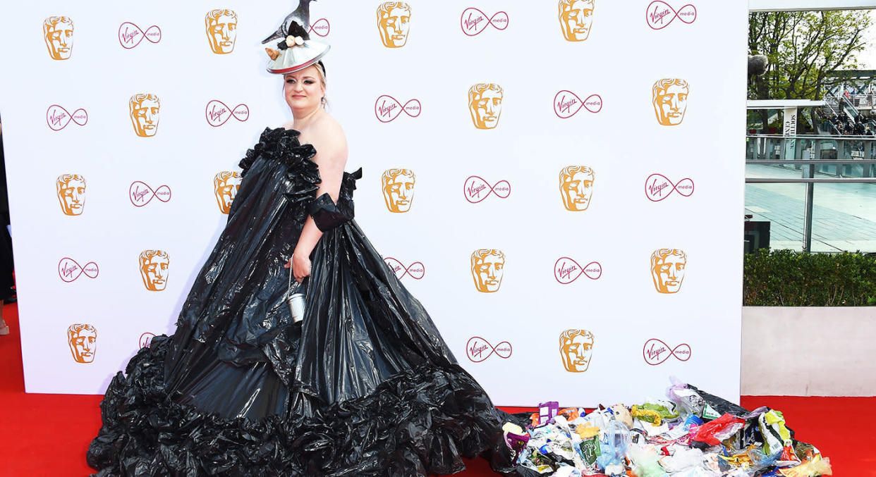 Daisy May Cooper arrives at the BAFTA TV Awards in her bin bag look.  [Photo: Getty]