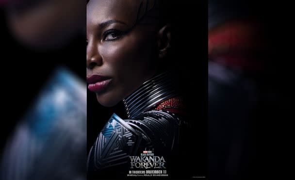 PHOTO: Michaela Coel character poster from the movie, 'Black Panther: Wakanda Forever.' (Disney)