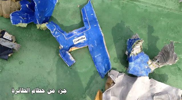 Mangled wreckage found at the EgyptAir crash site. Photo: Michael Horowitz/ Twitter
