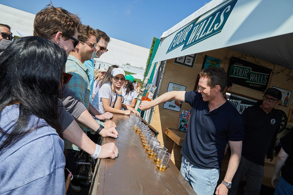 Actor, writer and entrepreneur Glenn Howerton of It’s Always Sunny in Philadelphia shares a round of his Four Walls whiskey at The Infatuation’s EEEEEATSCON Los Angeles presented by Chase Sapphire at the Barker Hangar on Saturday, June 8, 2024, in Los Angeles.