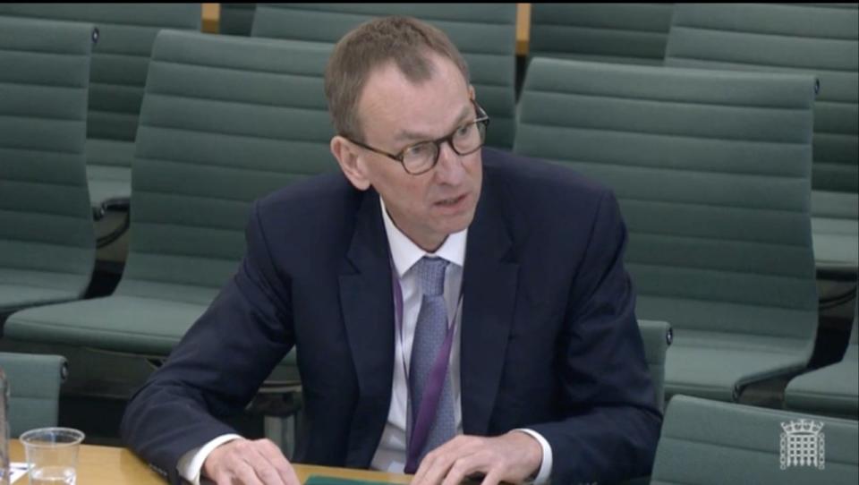 <p>Sir Tom Scholar, the Treasury permanent secretary, gives evidence on the Greensill affair to the House of Commons Public Accounts Committee on Thursday</p> (UK Parliament)