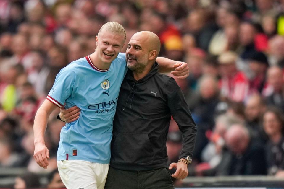 Erling Haaland could hold the key to satisfying Pep Guardiola’s Champions League “obsession” (AP)