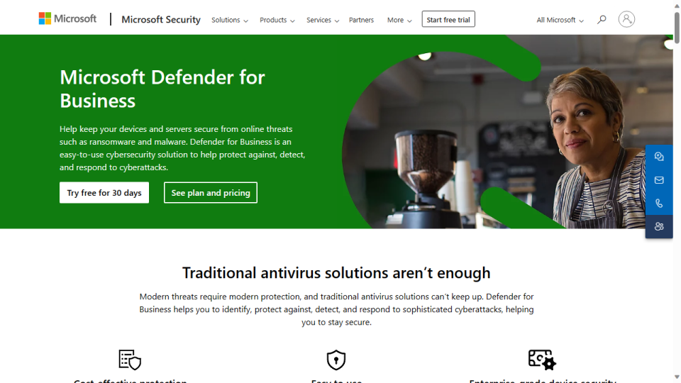  Website screenshot for Microsoft Defender for Business 