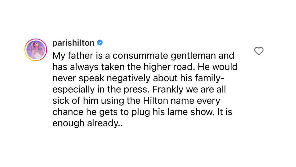 Paris Hilton's message to Mauricio Umansky on Instagram