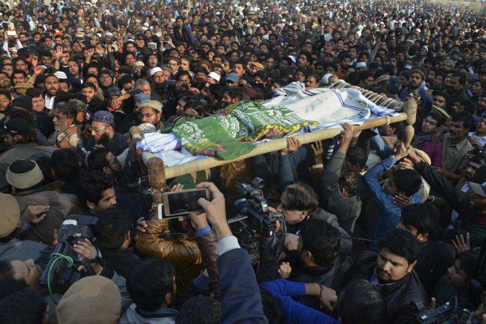 Funeral: Violence erupted ahead of the funeral of Zainab Ansari who was raped and murdered (AP)