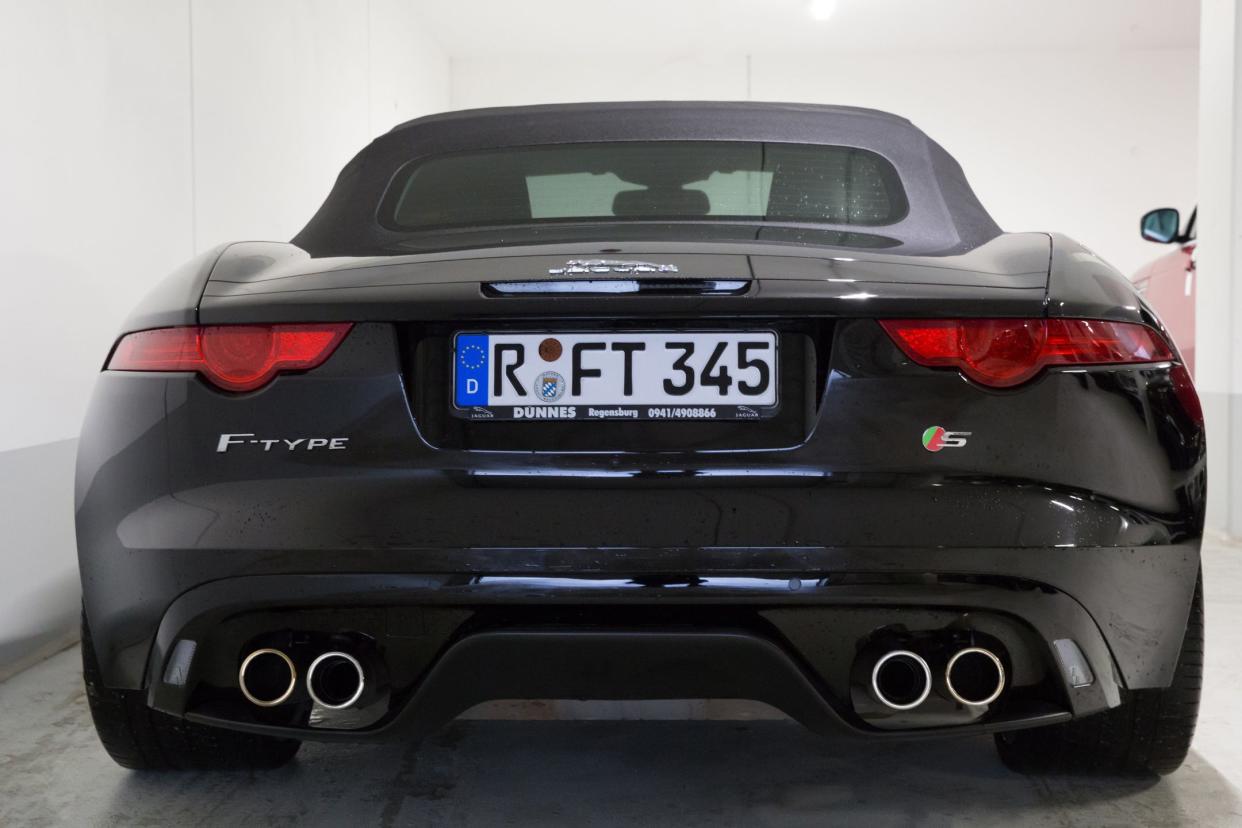 Rear view of black sports car