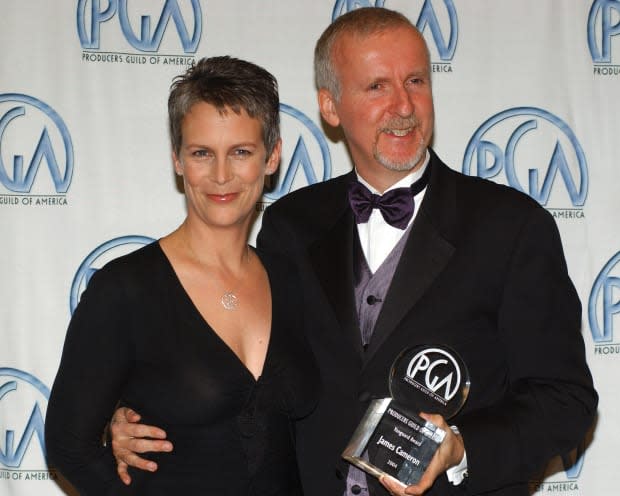 Jamie Lee Curtis and James Cameron at the 15th Annual Producers Guild Awards<p>Jean-Paul Aussenard/WireImage</p>