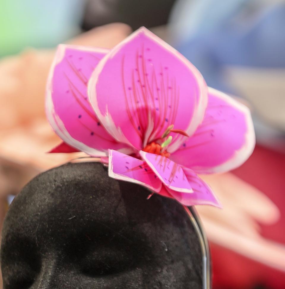 Lilly Oaks Flower from milliner Christine Moore on display at Rodes, Friday, Mar 6, 2020