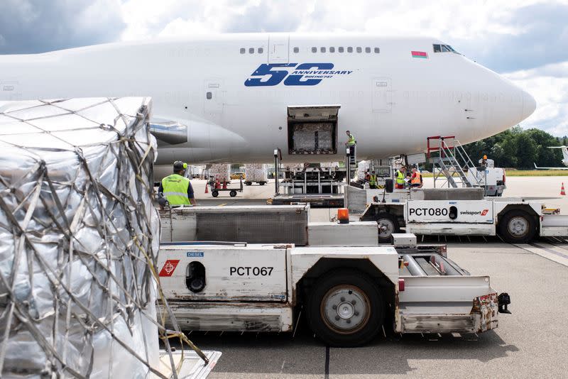 FILE PHOTO: Humanitarian Help of Switzerland supplies bound for Venezuela