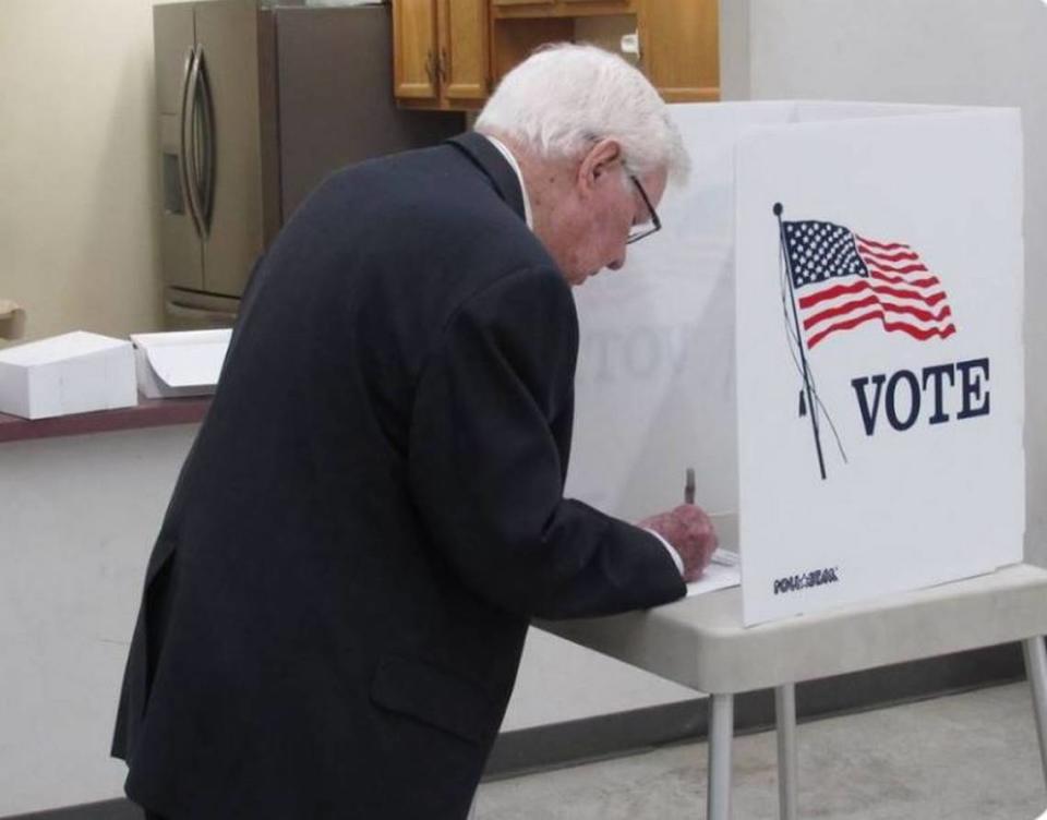 Congressman Hal Rogers casts his ballot on Tuesday near his home in Somerset.