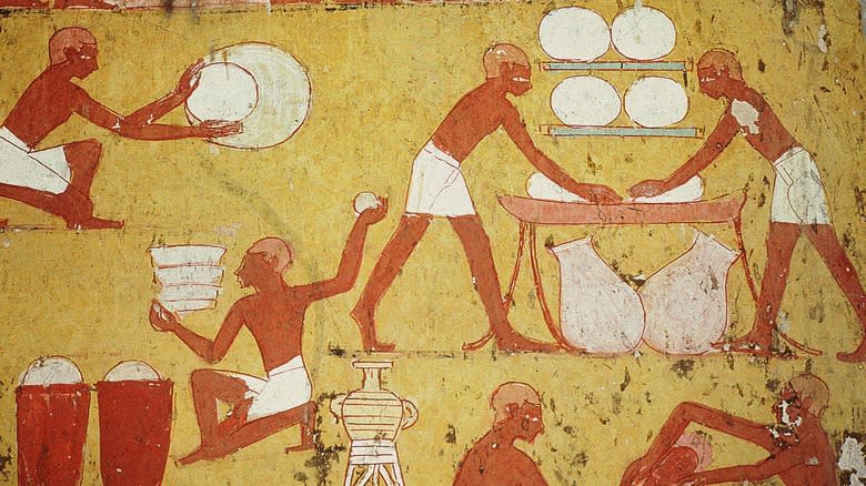 ancient Egyptian drawing men making bread