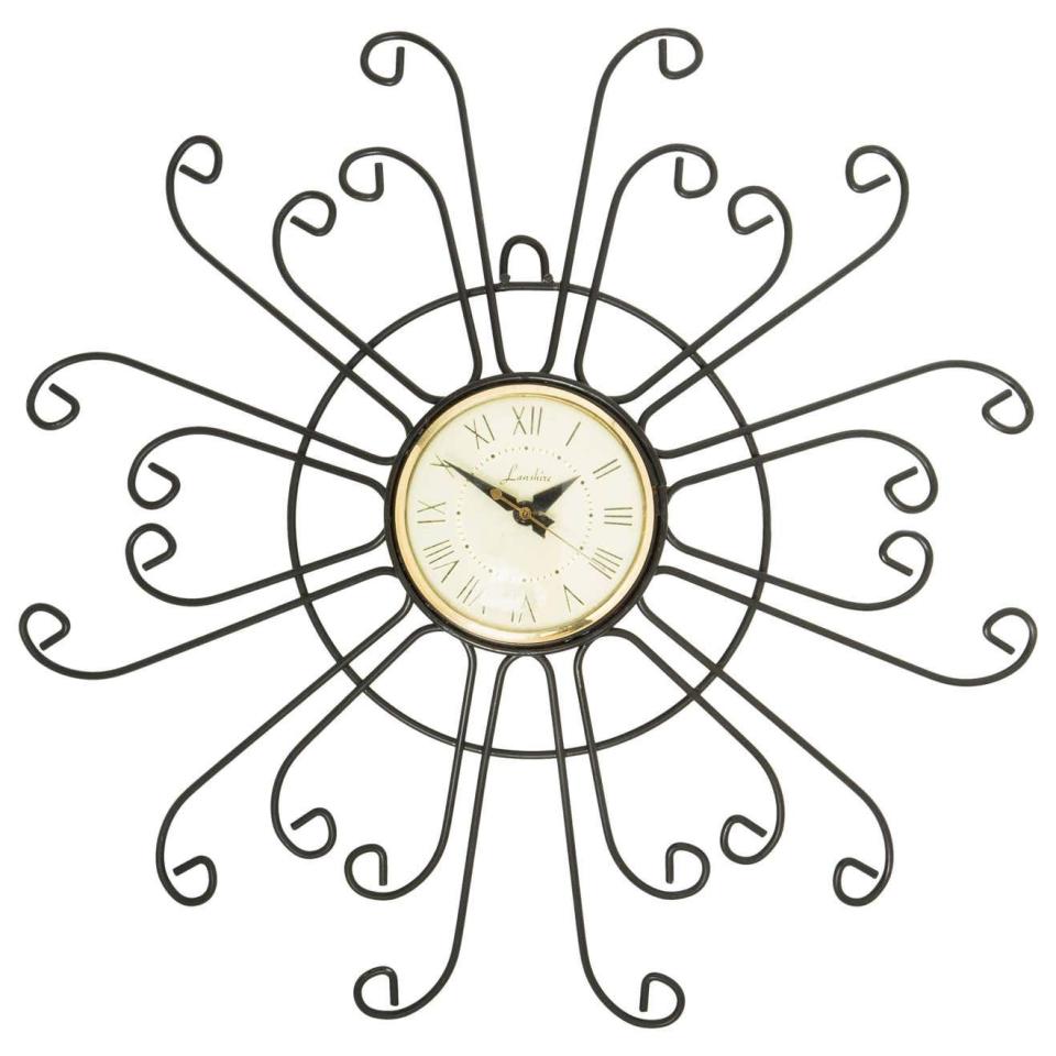 11) Lanshire Curled Iron Sunburst Clock, circa 1950