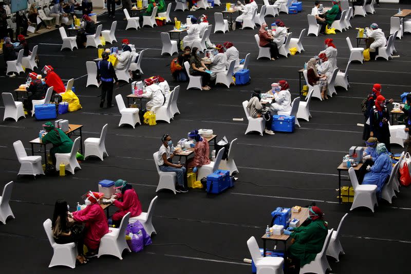 Mass vaccination at the Istora Senayan stadium in Jakarta